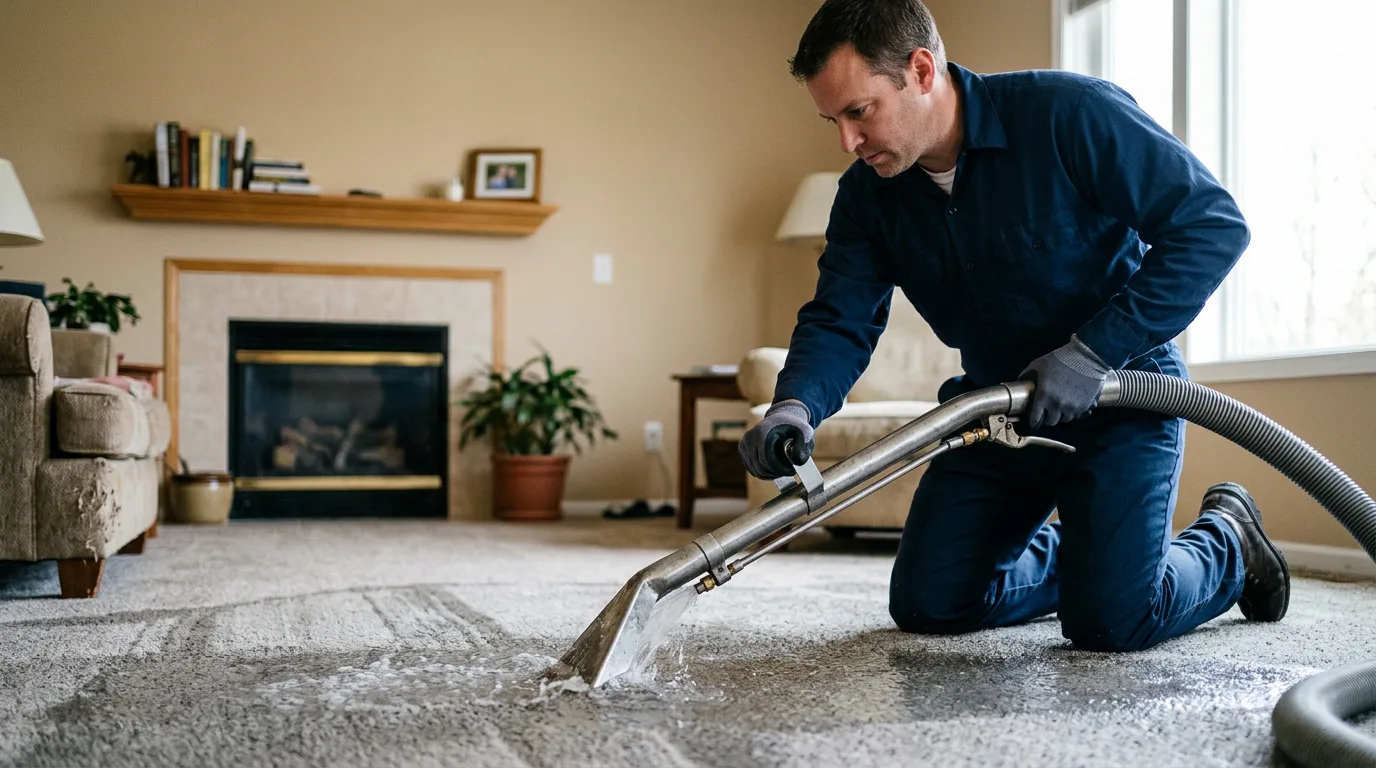 Water damage restoration technician working near Mount Tabor, NJ